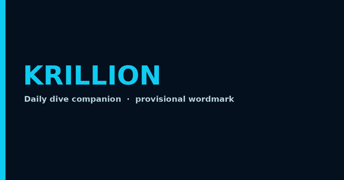 Provisional Krillion wordmark in cyan on a dark navy background